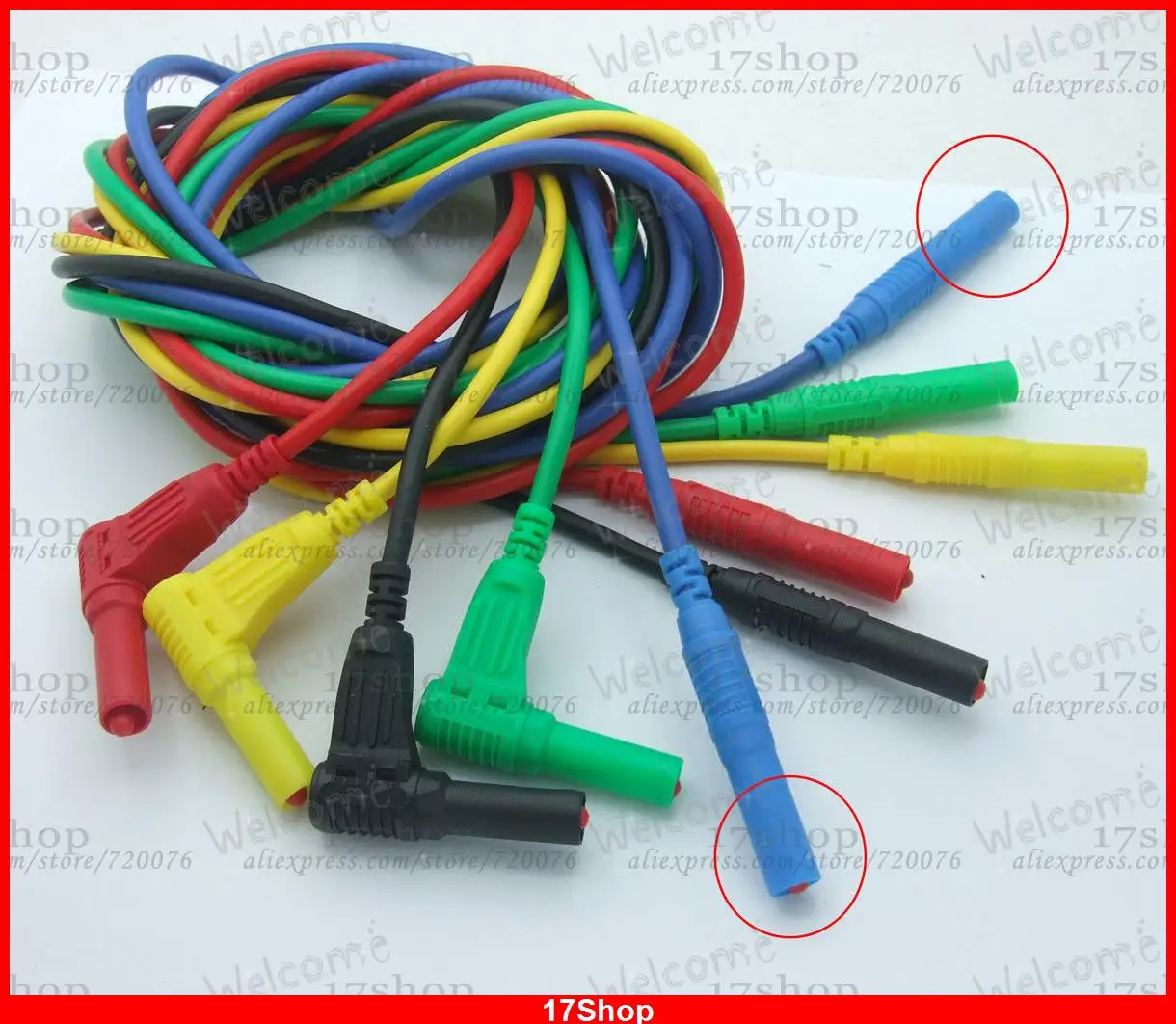 

5 PCS 150cm 59" Dual Use colors silicone Voltage probe Cables 4MM Banana Plug