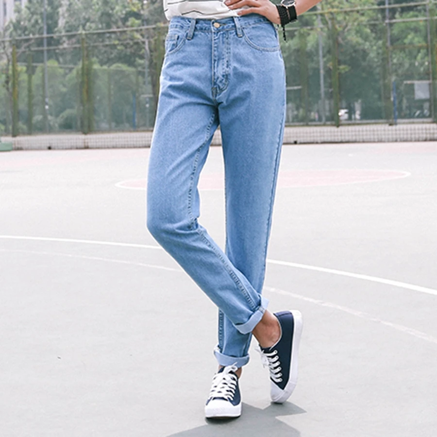 Pantalones vaqueros de cintura alta para mujer, jeans ajustados de color negro y azul, Estilo Vintage, ropa de calle, 2022