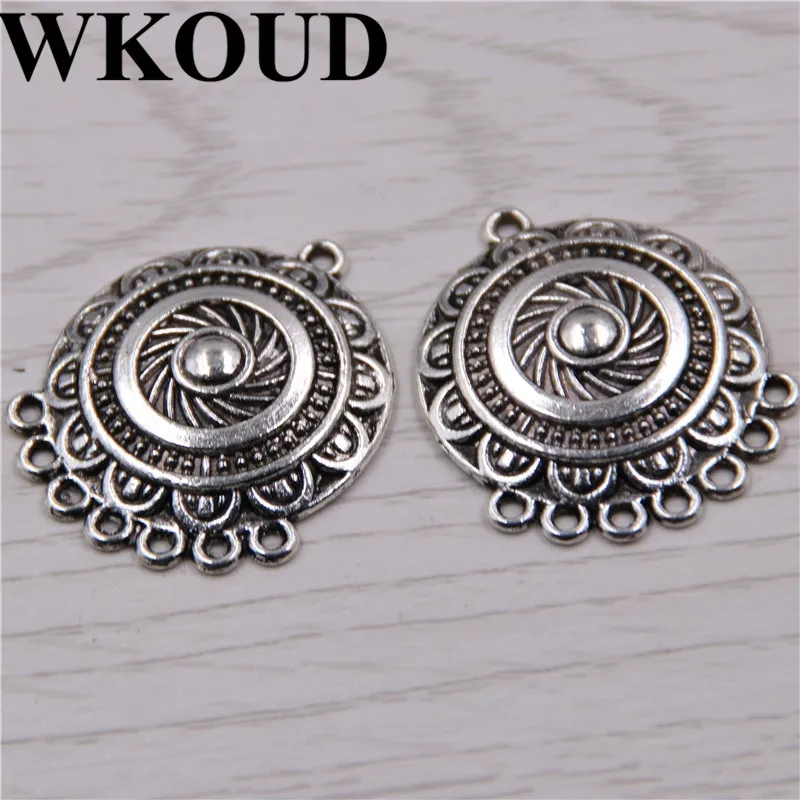 6pcs Bohemian Style Swirl Pattern Porous Connector Ethnic Style Earrings Metal Accessories DIY Charm Jewelry Crafts Making A125