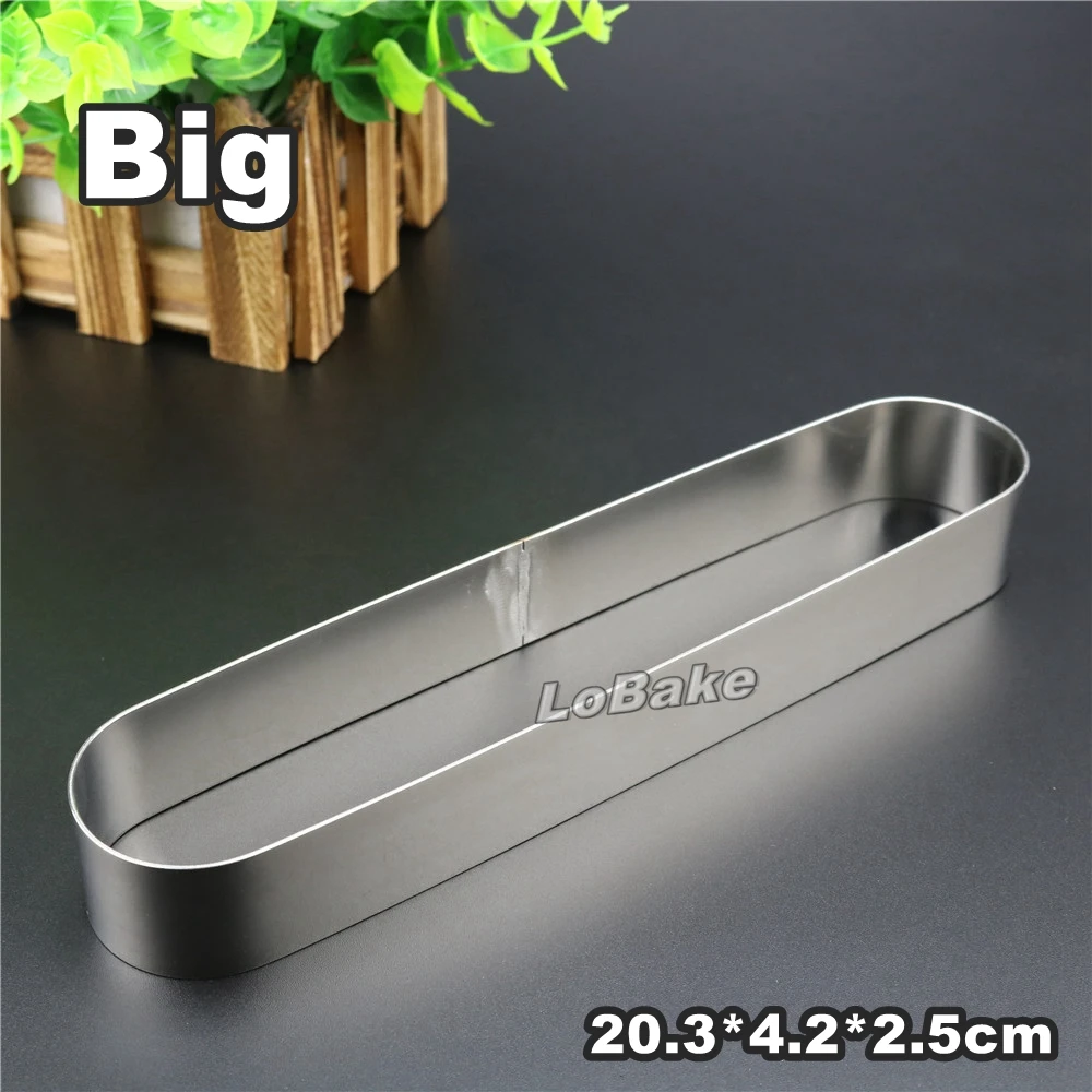 

(5pcs/lot) 20.3*4.2*2.5cm big long oval stainless steel tiramisu mousse cake ring puff cheesecake mould sushi mold DIY bakeware