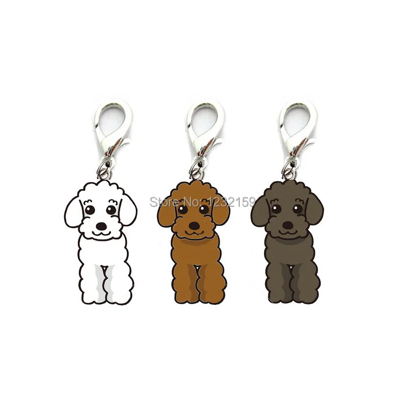 2PCS/LOT Poodle Pet pendant Stainless steel pet dog tag dogs Necklace pendant Husky Teddy chihuahua keyring jewelry bag 2019