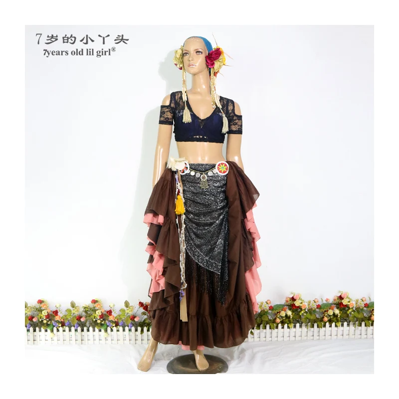 Iace-Top de danza del vientre Ats Tribal Choli, traje de manga corta para mujer BAA06 10