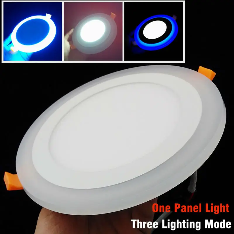 Double Color Round LED Panel Downlight 5W 9W 16W 24W, 3 Modes LED Panel Lights AC85-265V Recessed Ceiling  Downlights CE ROHS