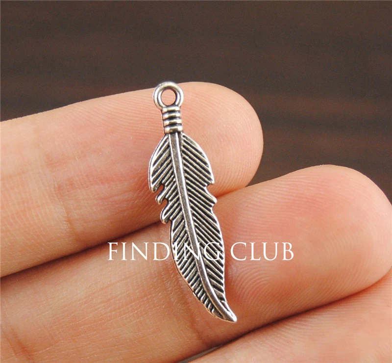 50 pcs  Silver Color Alloy Feathers Charms 7x26mm Diy Jewelry Findings Jewelry Accessories wholesale A1161