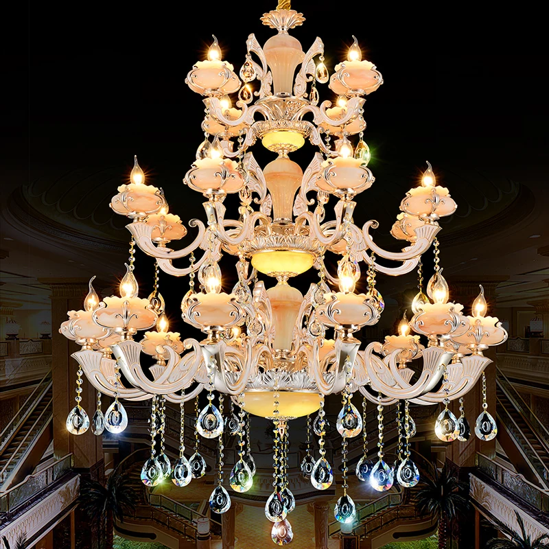 Large Crystal Chandelier Gold Chandelier Light Crystal Chandelier Living Room Restaurant Modern Chandeliers Compound Building