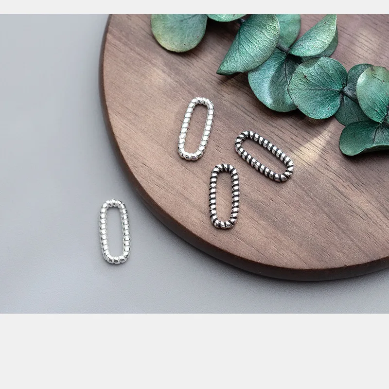 1pc 100% 925 Sterling Silver Thread Oval Ring Connectors Craft Fancy Circle Charms Connection DIY Necklace Bracelets Jewelry