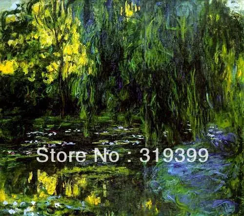 

Claude Monet Oil Painting Reproduction on Linen canvas,Water-Lily Pond and Weeping Willow,100% handmade,Fast Ship,museum Quality