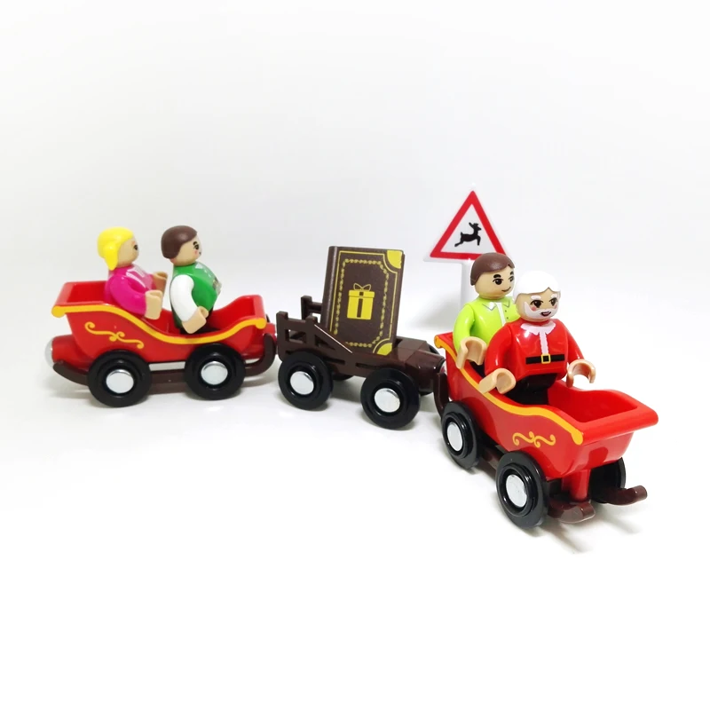 9 teile/satz Weihnachten holz magnetische zug kompatibel mit holz schiene auto zug Santa trolley kinder frühen puzzle spielzeug B162