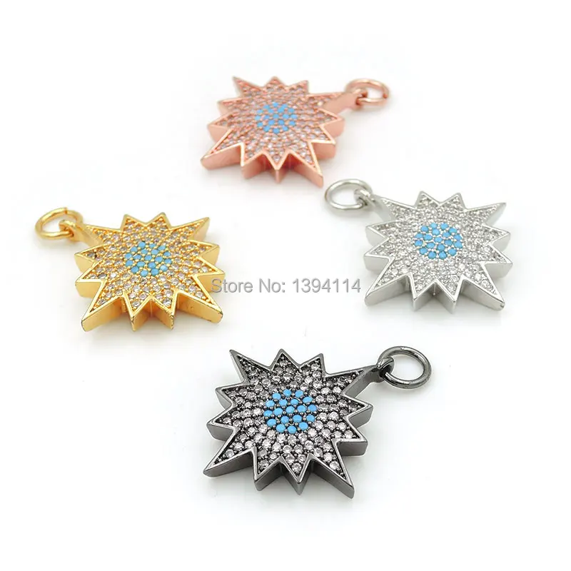 25*22*3mm Micro Pave Kallaite&Clear CZ Dodecagram Charm Fit For Making DIY Bracelets Or Necklaces Jewelry