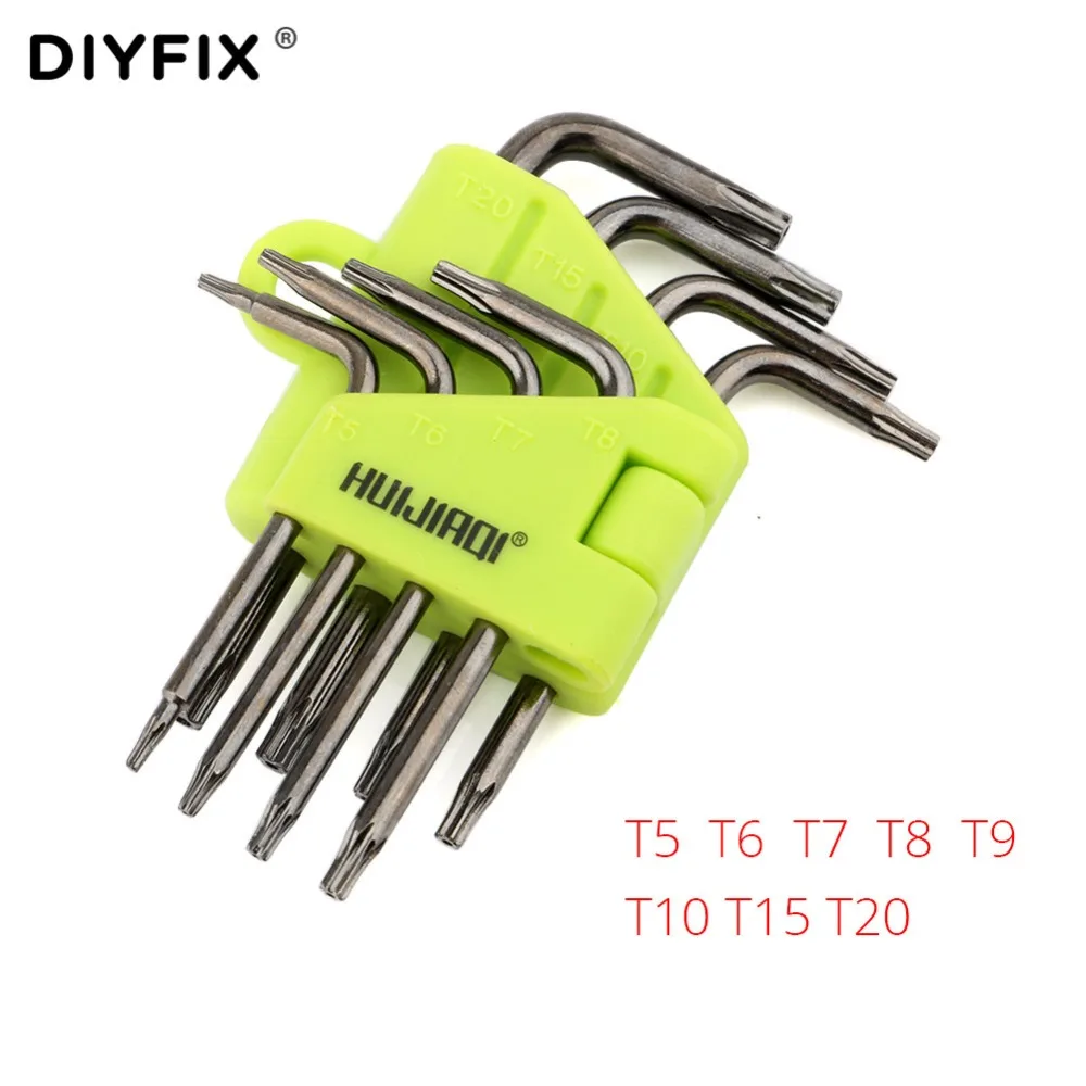 

DIYFIX Mini Torx Key Star Wrench Screwdriver Set T5 T6 T7 T8 T9 T10 T15 T20 for Macbook/Xbox one/PS4/HDD Repair Tools Kit