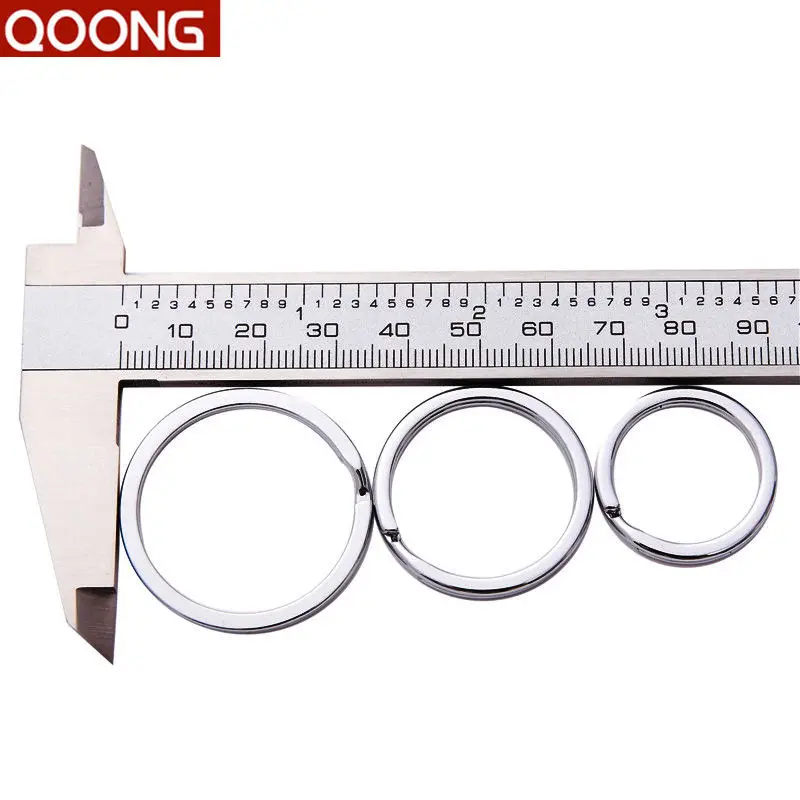 QOONG Lot 10 Pcs 35mm 30mm 25mm Stainless Steel Key Chain Split Rings Unisex Key Ring Keychain Accessories Q01