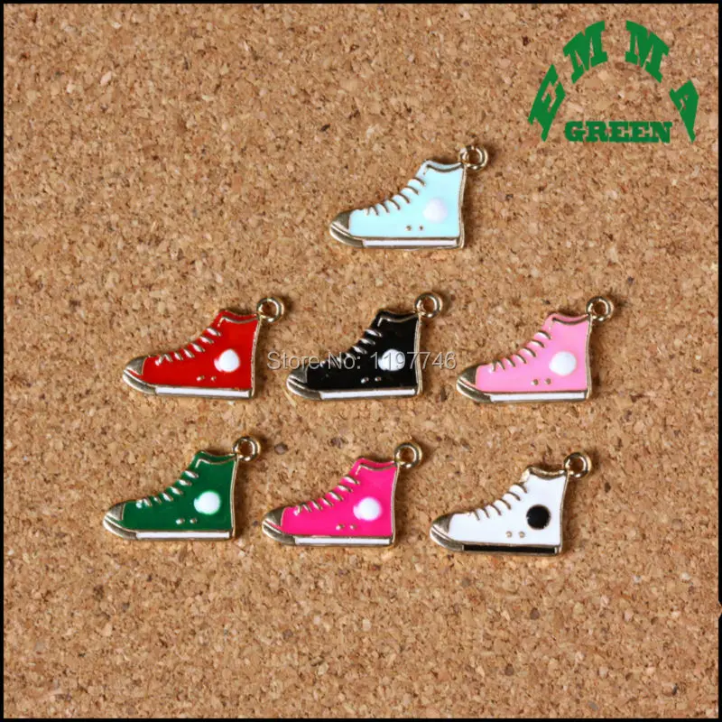 Charms for Bracelets Sneaker Enamel Sport Sneaker Shoes Charms 17mm 10pcs Enamel Charms Pendant for DIY Jewelry Making Charms