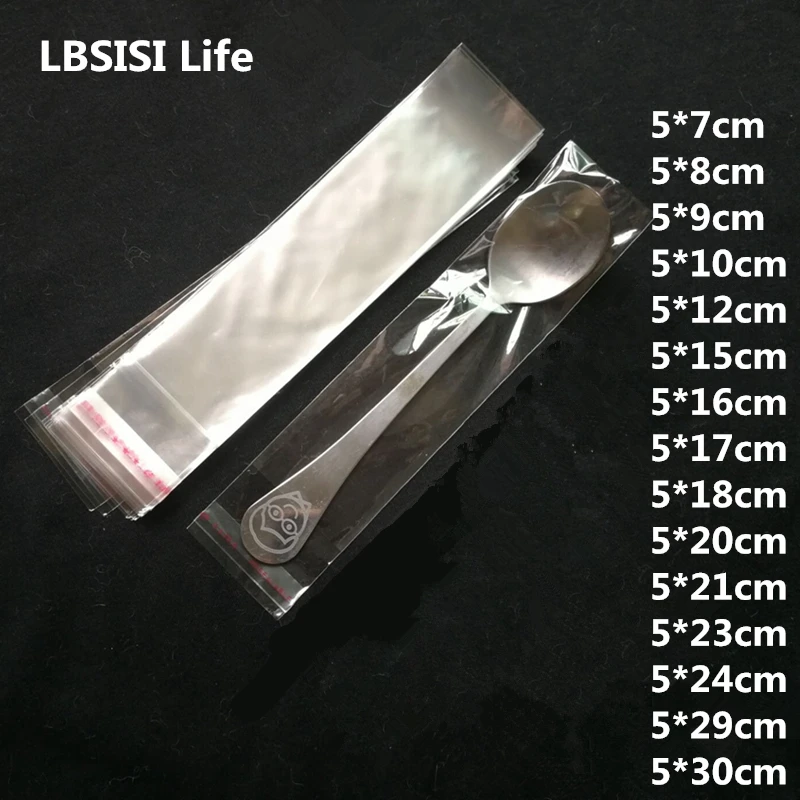 

LBSISI Life 1000pcs 5cm Wide Clear Transparent Adhesive Bags Opp Poly Food Candy Jewelry Gift Packing Little Pen Plastic Bag