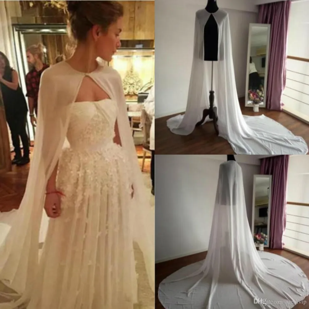 Chiffon lungo Da Sposa Avvolge Giubbotti Boleros Bianco Avorio Delle Donne Accessori Da Sposa Le Spose Mantelli Mantelli Mantelle Da Sposa Scialli