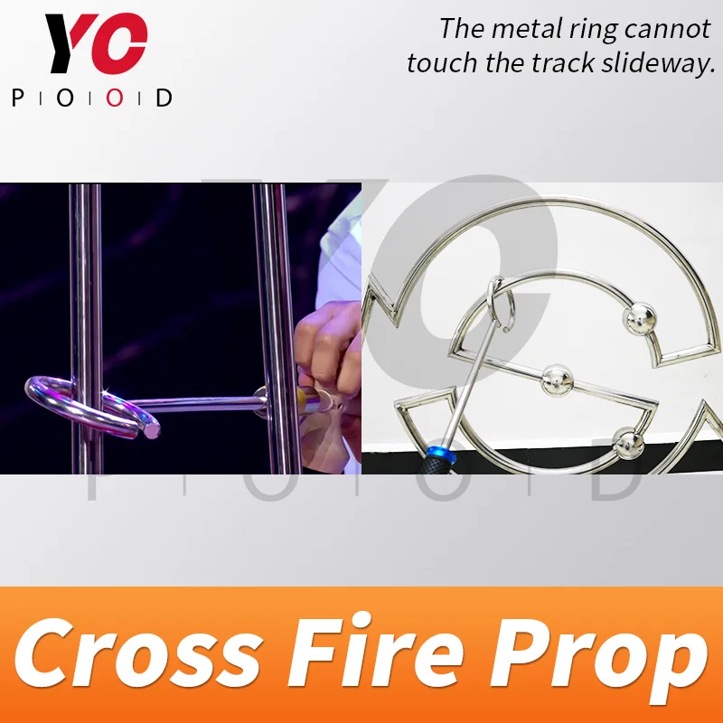 Cross fire prop real Room escape game puzzle keep the metal ring crossing track to open anti-cheating the metal slideway YOPOOD