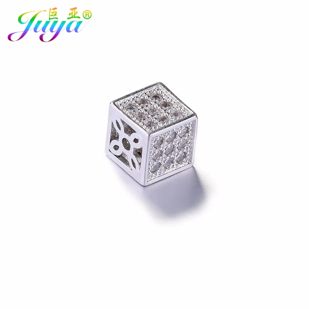 DIY Metal Beads Supplies Micro Pave Zircon AAA Cubic Zirconia Square Copper Beads Accessories For Beadwork Jewelry Making