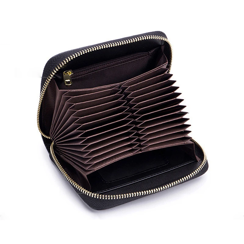 RFid Credit Card Holder Women Id Wallet Female Zipper Genuine Leather Fashion Coins Small Purs Porte Carte Card Case Luxury