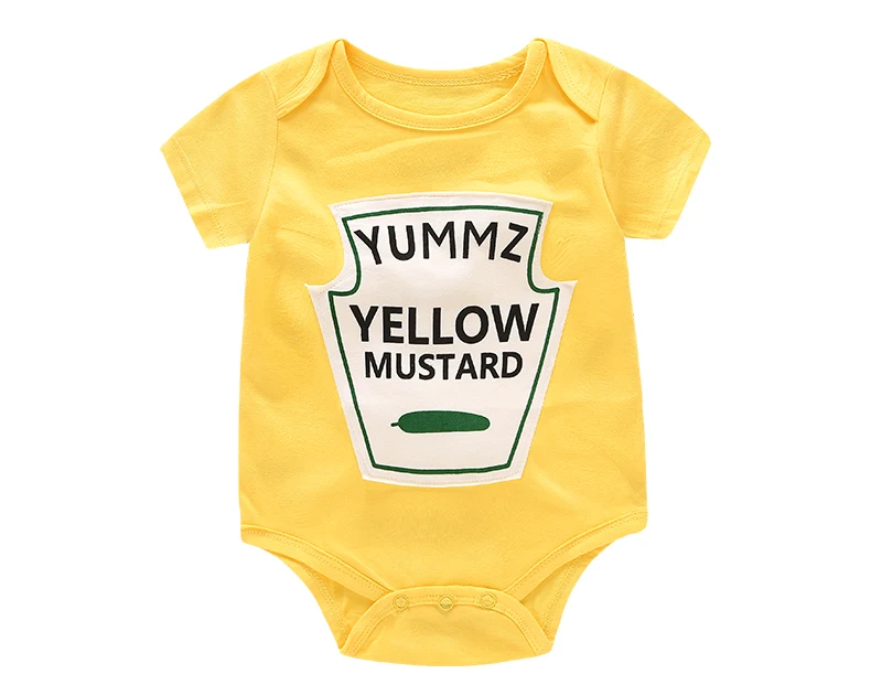 Verão bonito do bebê meninos meninas roupas de manga curta vermelho amarelo bebê bodysuit unissex bebê macacão de uma peça ds9