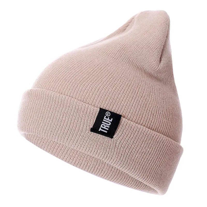 Letter True 10 Colors Casual Beanies for Men Women Fashion Knitted Winter Hat Solid Hip-hop Skullies Hat Bonnet Unisex Cap