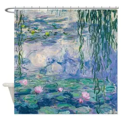 Design Water Lilies Claude Monet Fine Art Decorative Fabric Shower Curtain