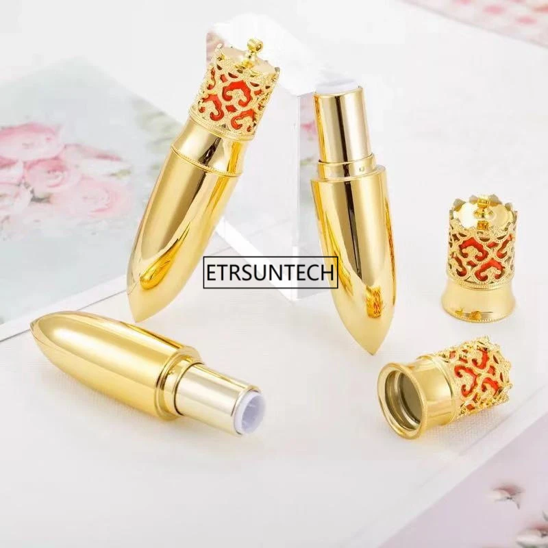 100pcs Gold Luxury Empty Lipstick Tube 12.1mm Crown Queen DIY Tube Lipgloss Cosmetic Containers Packaging Bottle F2216