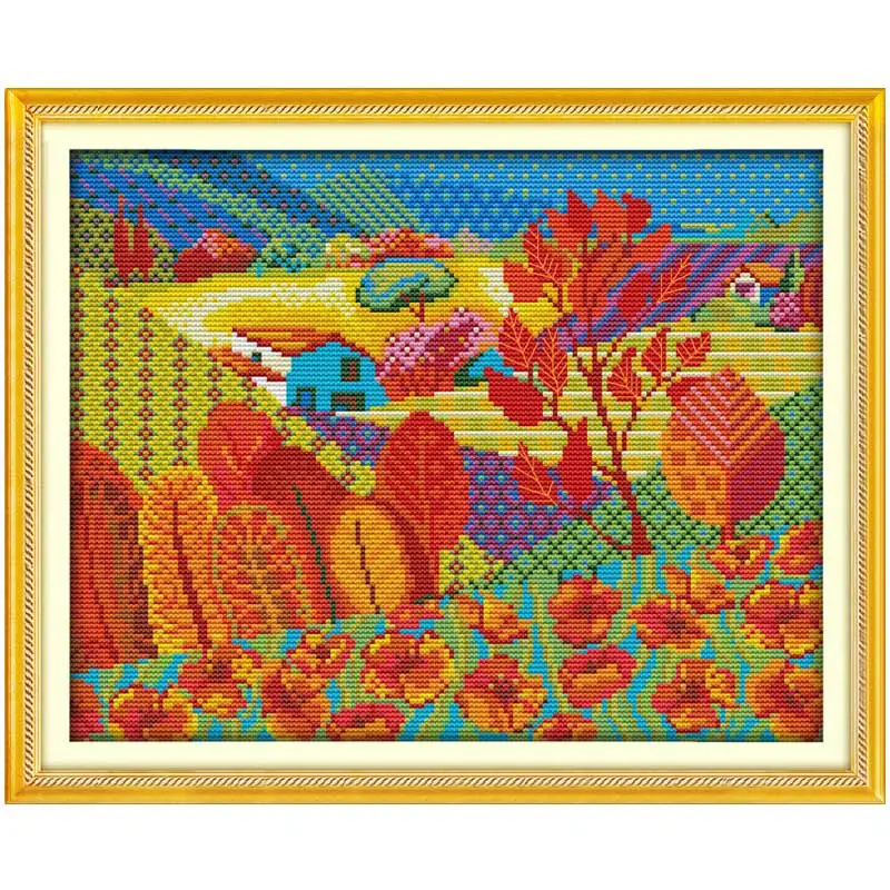 The Harvest Autumn Patterns Counted Cross Stitch Set DIY 11CT 14CT 16CT Stamped DMC Cross-stitch Kit Embroidery Needlework Craft