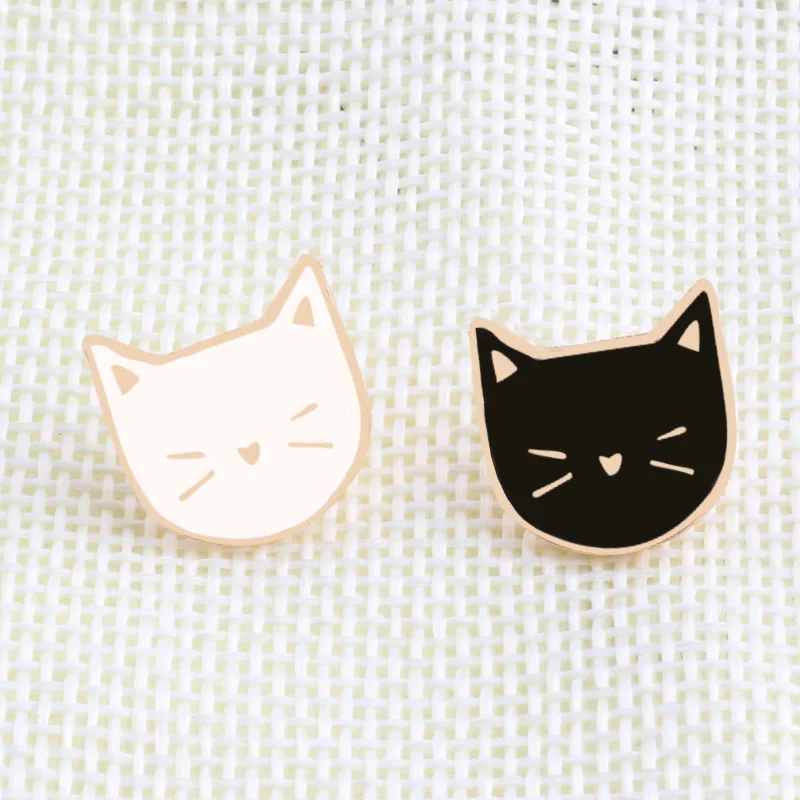Cute Cat Brooches Cartoon Black White Cat Enamel Pins For Girls female Pin Jackets Backpack Accessories Brooches Jewelry Gifts image 3