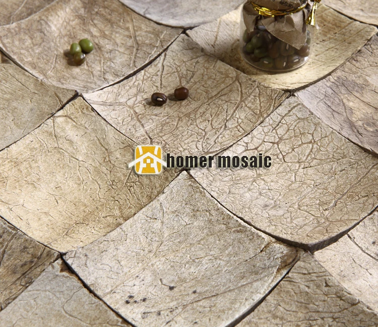 3D convex natural coconut shell mosaic tiles on mesh 30x30cm wall decor wall mosaic tiles rustic coconut square tiles