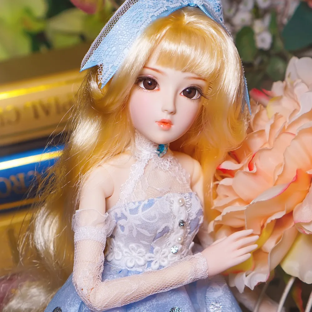 DBS 1/4 bjd 45cm Diary Queen including clothes shoes headdress handsets joint body golden hair blue suit Lilika toy doll