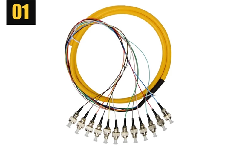 12port FC bundle fiber pigtails 1.5M SM optical fiber G652D cable A class ferrule ftth FC UPC connector factory supply ELINK