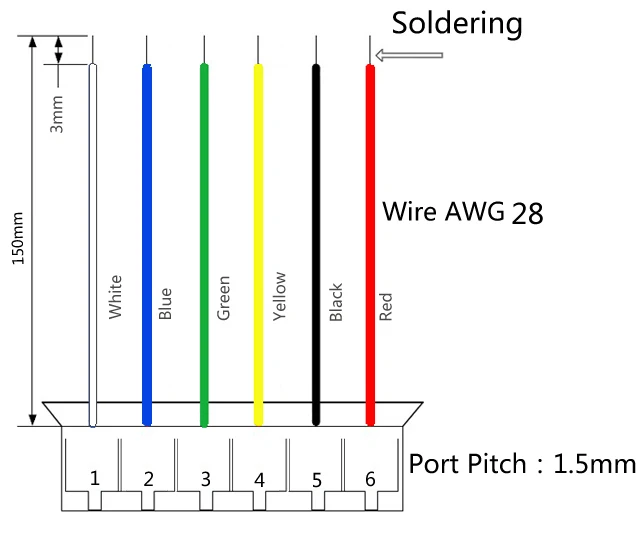 Mini. Micro1.5mm T-1 6-Pin Connector w/.Wire x 10 sets.6pin1.5mm