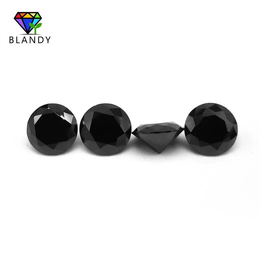 1.0~2.5mm 5A Quality CZ Stone Black Round Brilliant Cut Cubic Zirconia 100pcs Loose Stone Synthetic Gems For Jewelry