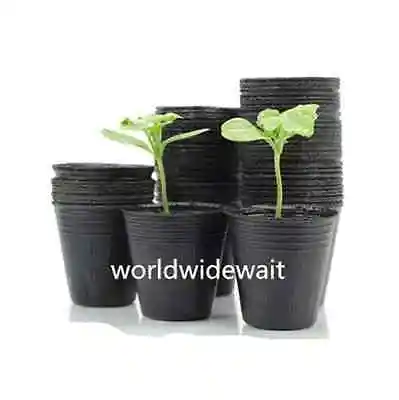 New 20PCS Round Nutritional Nursery Pots Seedlings Plants Pots Black Plastic