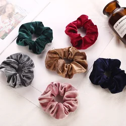 1PC Women Elegant Velvet Solid Elastic Hair Bands Ponytail Holder Scrunchies Tie Hair Rubber Band Headband Lady Hair Accessories