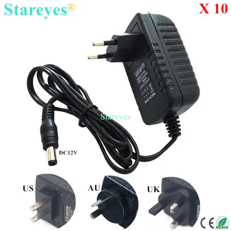 

10 pcs AC100-240V to DC12V 2A 3A 5.5x2.5mm Power Adapter Supply Charger LED Lighting Transformers For LED Strip light