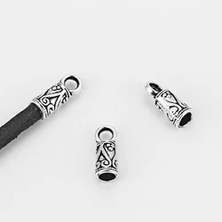 20pcs Carved Pattern Round End Cap Bead Fit 3.5mm Round Leather Cord Bracelet Making Fashion Jewelry