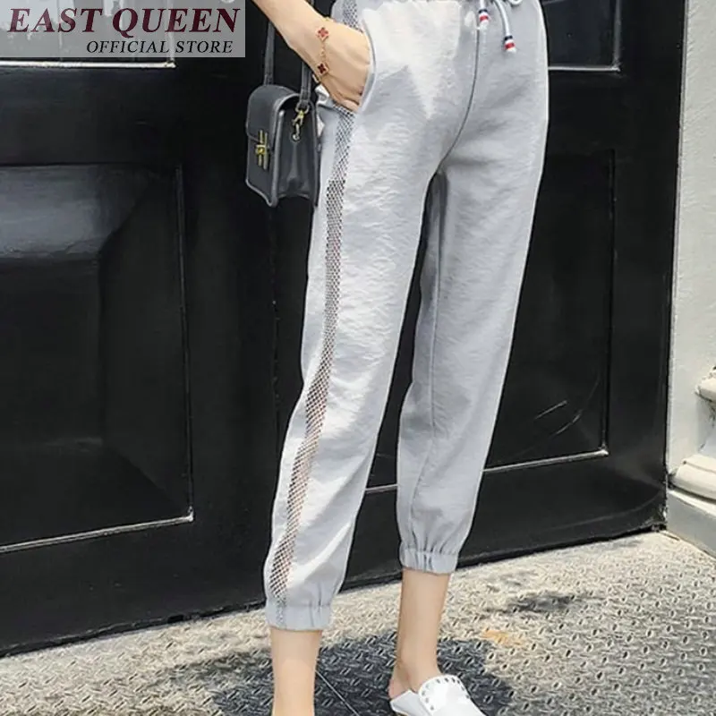 

Summer classic casual pants trousers white grey harem pants for women high quality cotton mid waist 2018 side hollow DD733 a