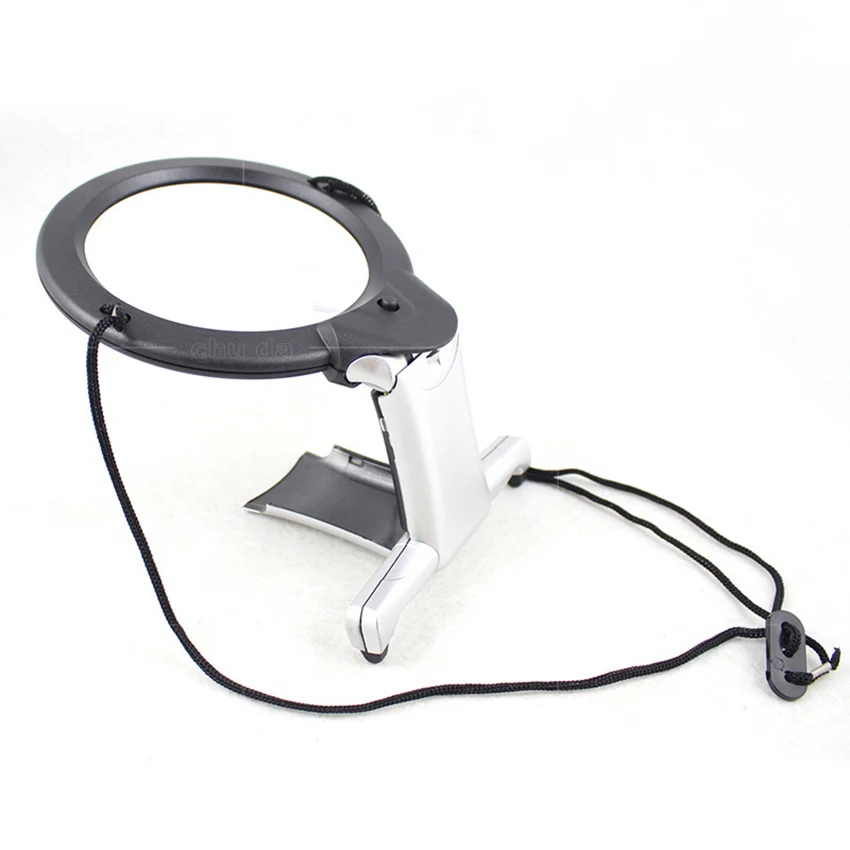 2X 6X LED Hands Free Loupe Lighted Magnifying Glass Neck Hanging/Desktop Tool For Seniors Sewing Cross Stitch Embroidery