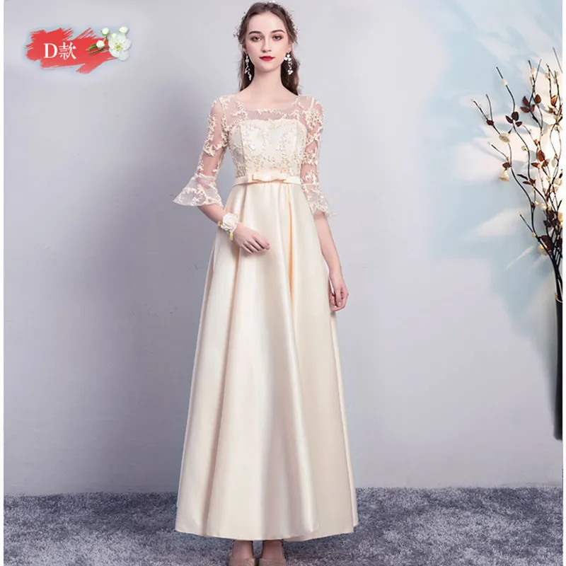 ASL#Champagne Lace up Gary pink twill satin Bridesmaid Dresses Graduation Christmas wedding party dress gown prom long wholesale