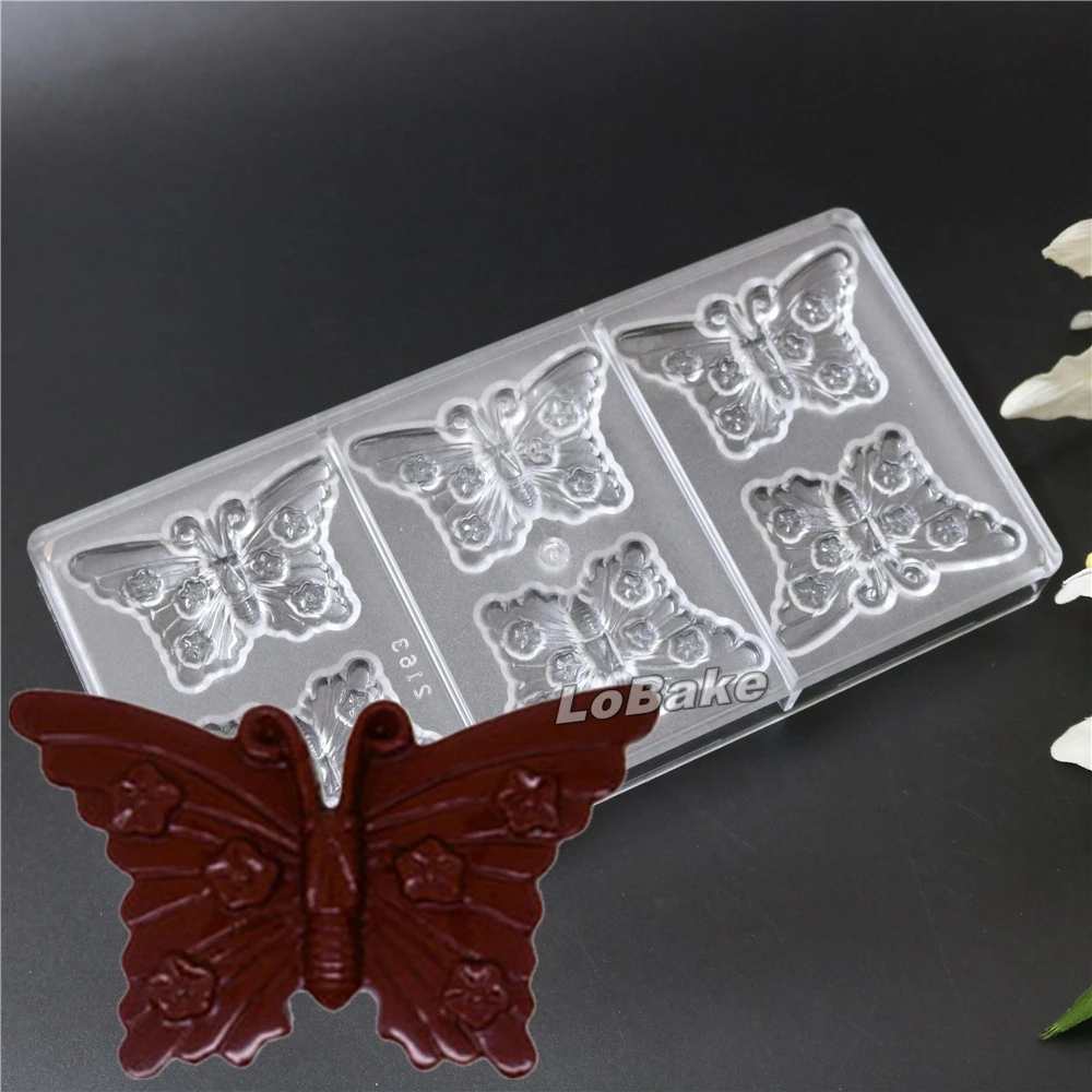 

6 cavities butterfly shape chocolate by PC Polycarbonate sugarcraft fondant baking mold for DIY bakery accessories