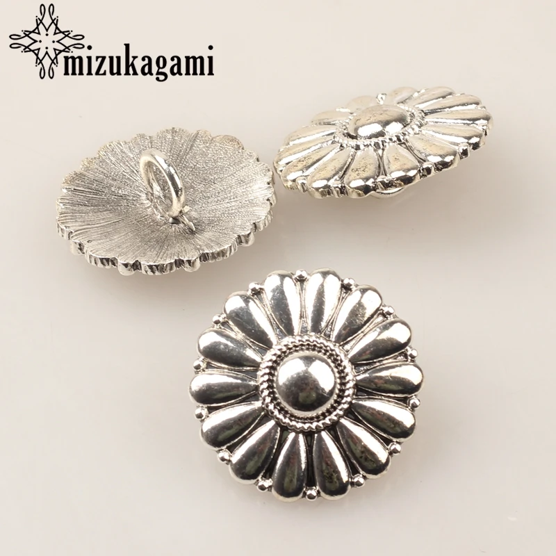 Jewelry Making Supplies Wholesale Lots Bulk Jewelry Findings CONCHO Buttons Round Daisy Sun Flowers 30mm 3pcs/lot