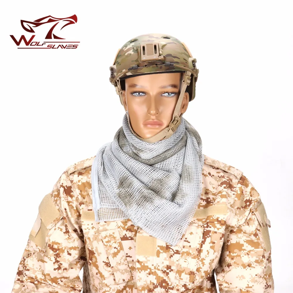 190*90cm Scarf Cotton Military Camouflage Tactical Mesh Scarf Sniper Face Scarf Veil Camping Hunting Multi Purpose Hiking Scarve