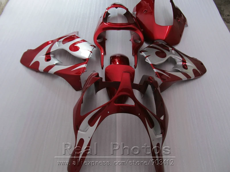 New hot moto parts fairing kit for Kawasaki Ninja ZX9R 2000 2001 wine red silver fairings set ZX9R 00 01 UR03