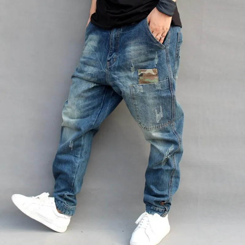 Pantalones vaqueros holgados rasgados para hombre, ropa de calle estilo Hip Hop, Skateboarder, talla grande, S-XL