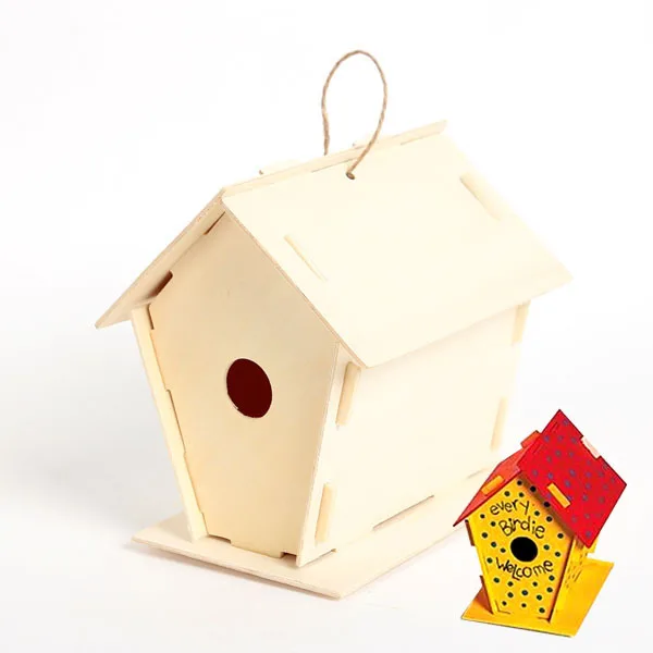 Bricolage et peinture en bois inachevé, maison d'oiseau en bois, maternelle arts et artisanat décoration de jardin, jouets de dessin, intelligence fantaisie 6 pièces/lot