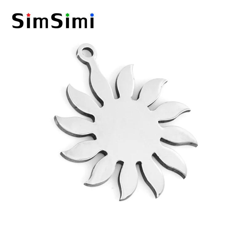 

100pcs Simsimi sunflower pendants Sun necklace charms for women flower petal Pendant high polish stainless steel wholesale