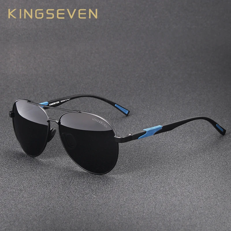 KINGSEVEN męskie aluminiowe okulary przeciwsłoneczne z polaryzacją klasyczne markowe okulary przeciwsłoneczne EMI chroniąca powłoka soczewki okulary przeciwsłoneczne N7228 — zdjęcie 3