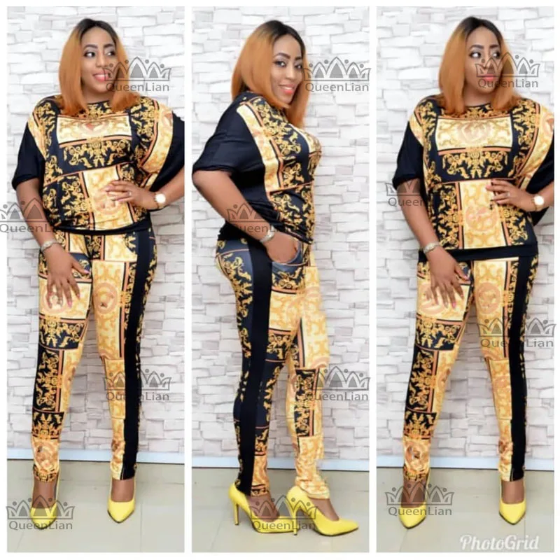 2023 African Dashiki New Fashion Suit (Top and trousers) Super Elastic Party Plus size For Lady