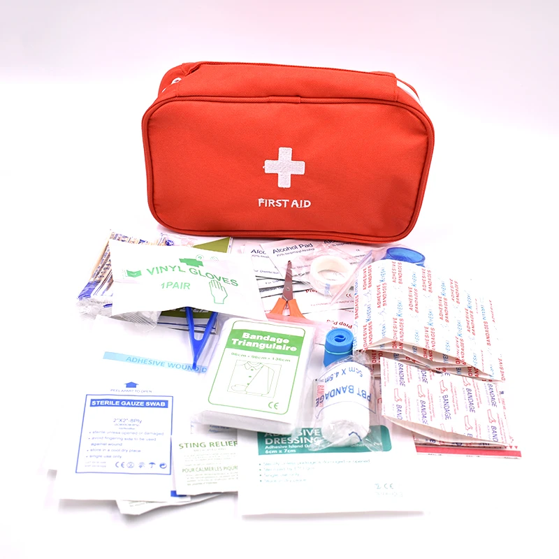 161pcs/Pack Red Mini First Aid Kit Wilderness Survival Kit Medical Rescue Bag Safe Camping Hiking Travel  Emergency First Aid