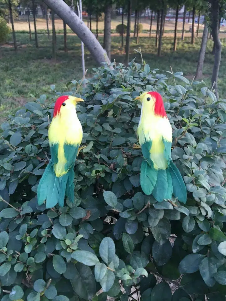 

a pair mini simulation yellow&green bird toys foam&feather small bird models gift about 12cm 1366